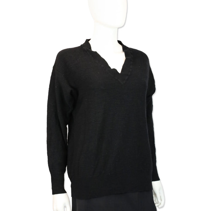 Maison Martin Margiela Black Wool V-Neck Sweater