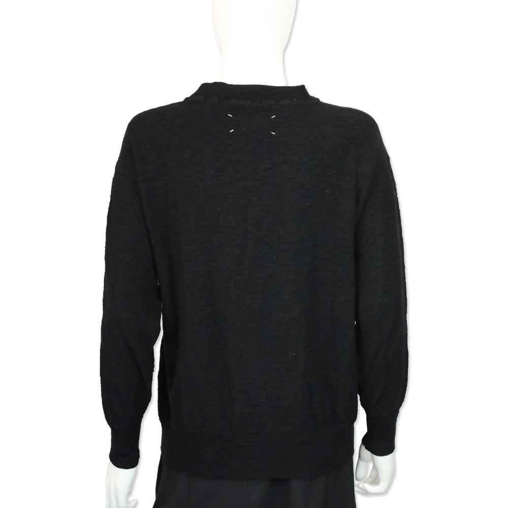 Maison Martin Margiela Black Wool V-Neck Sweater