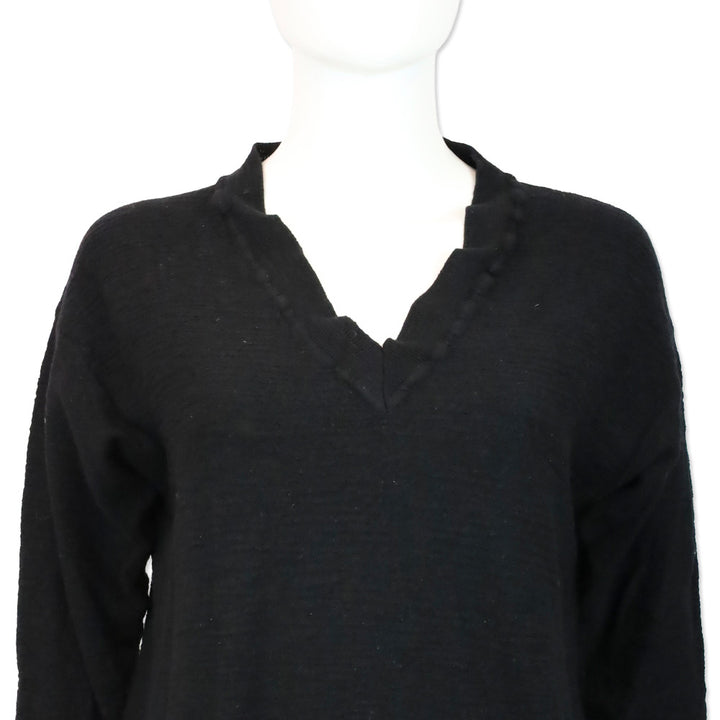 Maison Martin Margiela Black Wool V-Neck Sweater