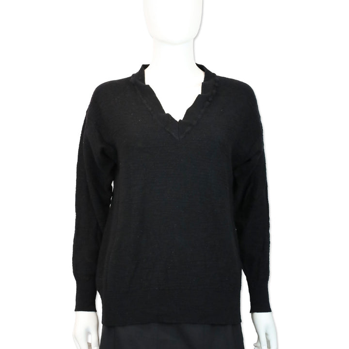 Maison Martin Margiela Black Wool V-Neck Sweater