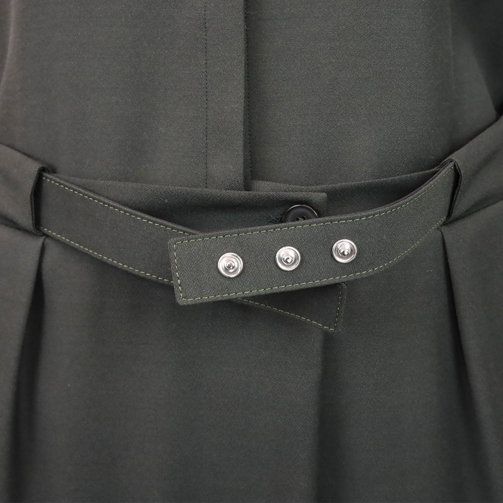 Maison Martin Margiela Dark Olive Satin Belted Midi Shirtdress