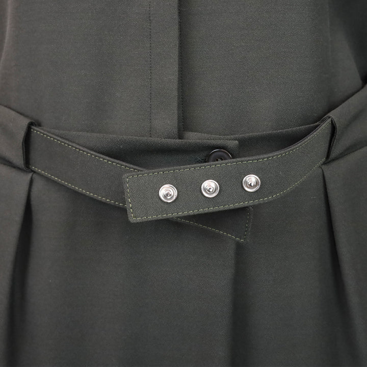 Maison Martin Margiela Dark Olive Satin Belted Midi Shirtdress