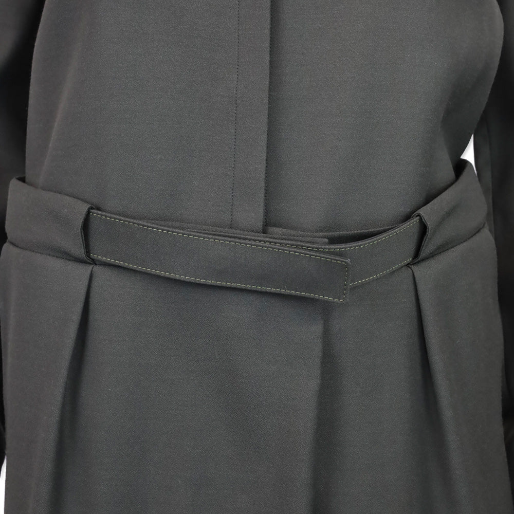 Maison Martin Margiela Dark Olive Satin Belted Midi Shirtdress