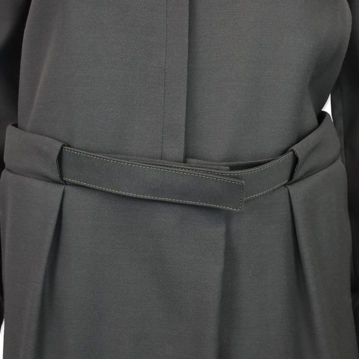 Maison Martin Margiela Dark Olive Satin Belted Midi Shirtdress