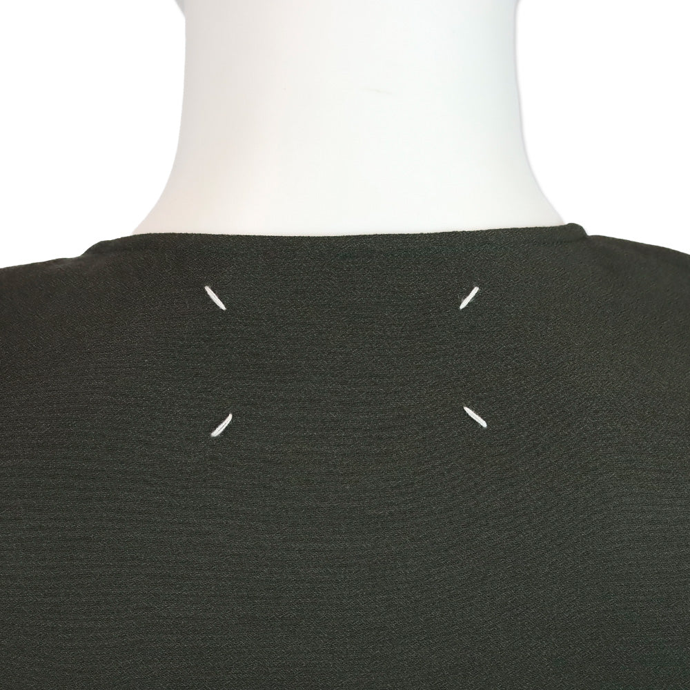 Maison Martin Margiela Dark Olive Satin Belted Midi Shirtdress