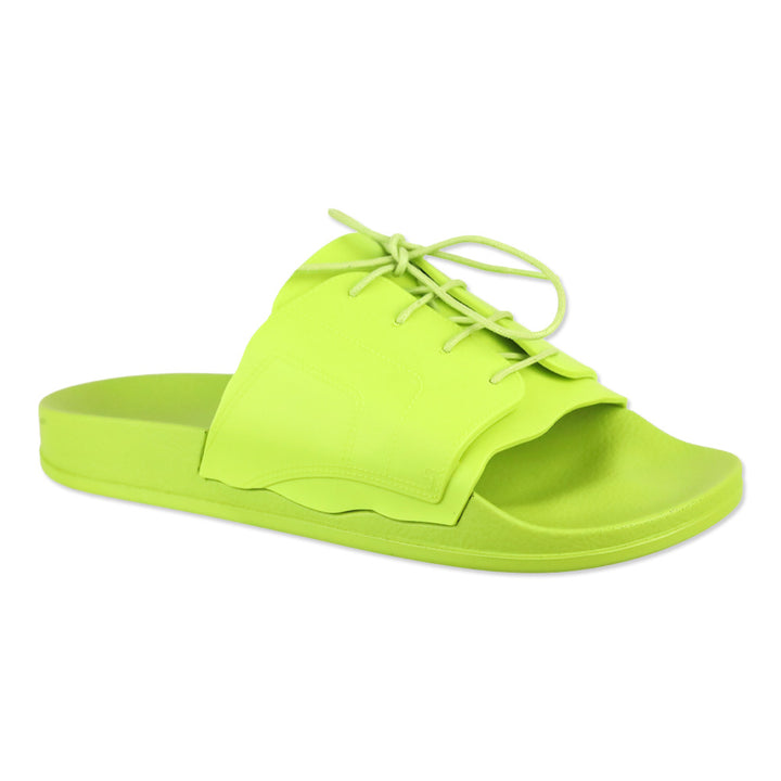 Maison Martin Margiela Lime Green Lace-Up Rubber Slides
