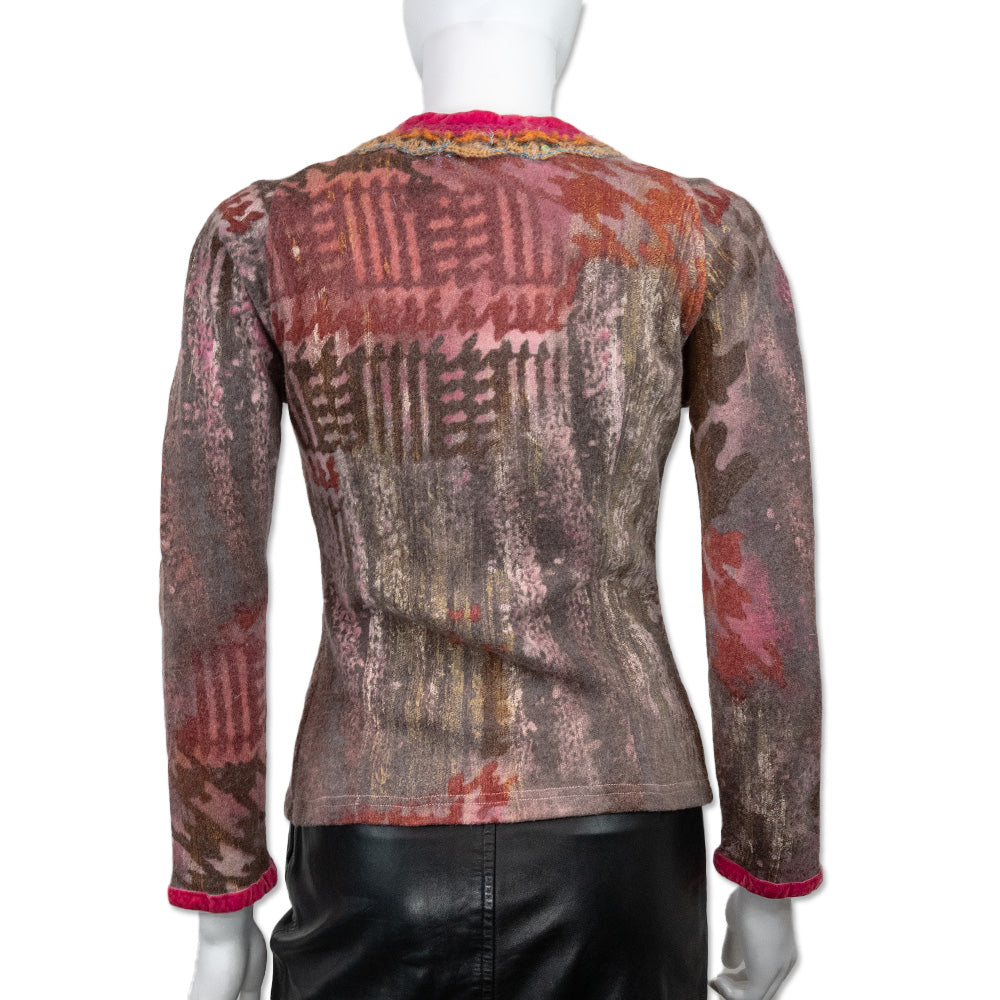 Maison Martin Margiela Pink Abstract Print Cashmere Cardigan