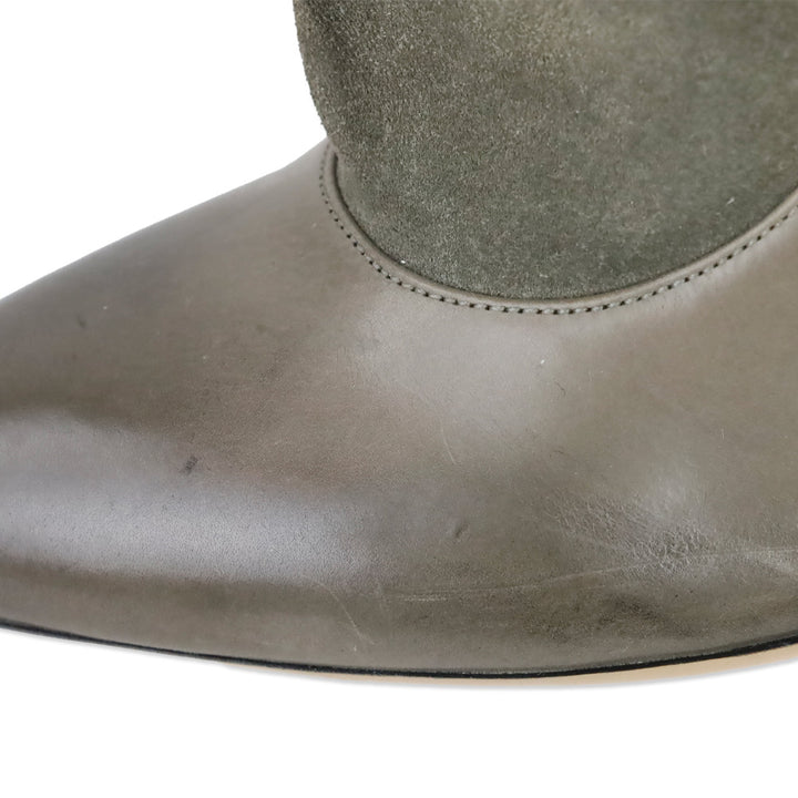 Maison Martin Margiela Replica Grey Soft Leather and Suede Mary Jane Ankle Boot