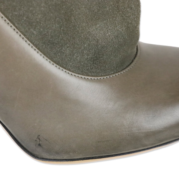 Maison Martin Margiela Replica Grey Soft Leather and Suede Mary Jane Ankle Boot