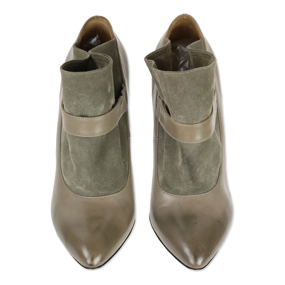 Maison Martin Margiela Replica Grey Soft Leather and Suede Mary Jane Ankle Boot
