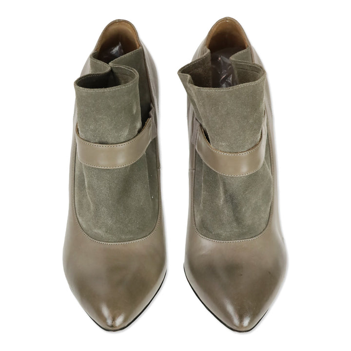 Maison Martin Margiela Replica Grey Soft Leather and Suede Mary Jane Ankle Boot