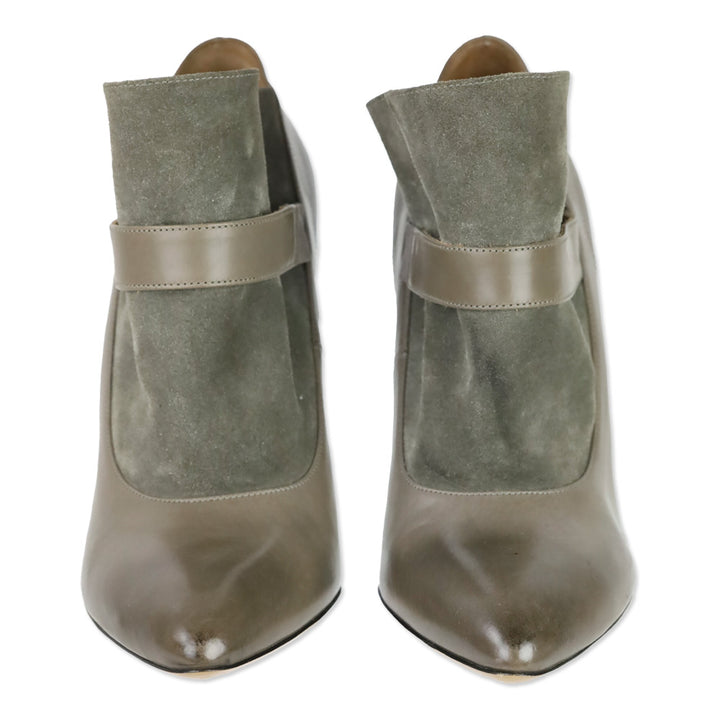 Maison Martin Margiela Replica Grey Soft Leather and Suede Mary Jane Ankle Boot
