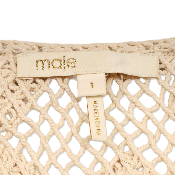 Maje Beige Ibiza Collection Leona Open-Knit Crop Top