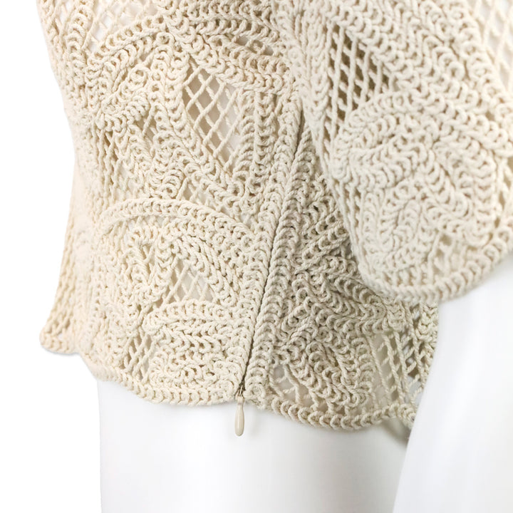 Maje Beige Ibiza Collection Leona Open-Knit Crop Top