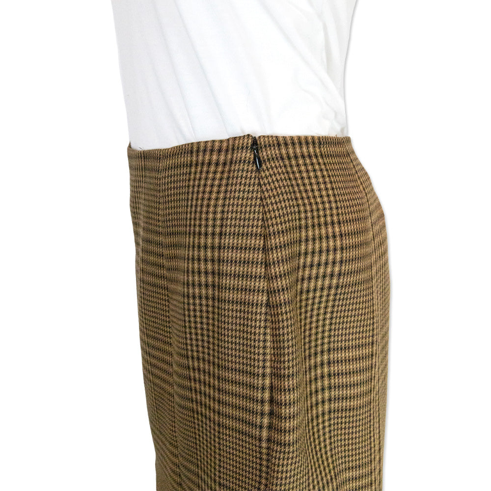 Maje Judela Brown Plaid Multi Slit Midi Skirt