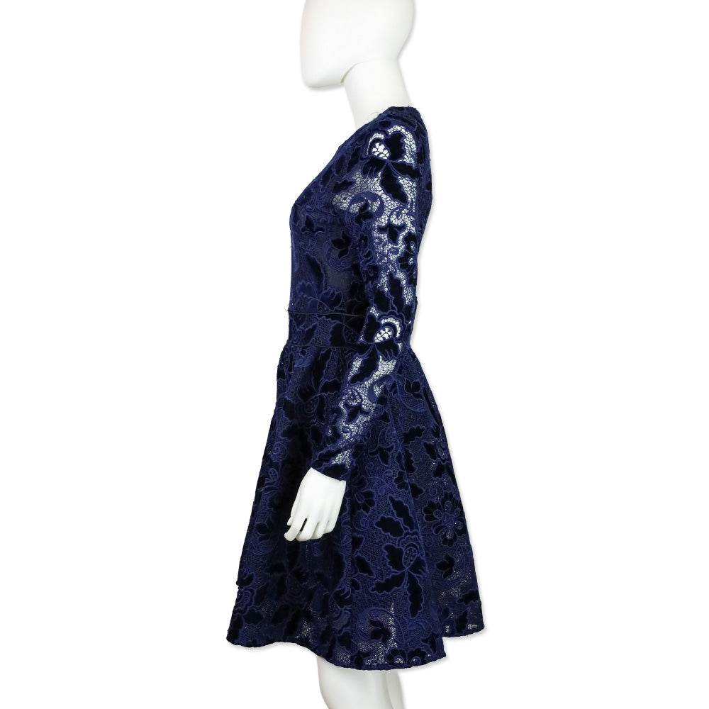 Maje Marine Blue Role Guipure Lace Fit & Flare Dress