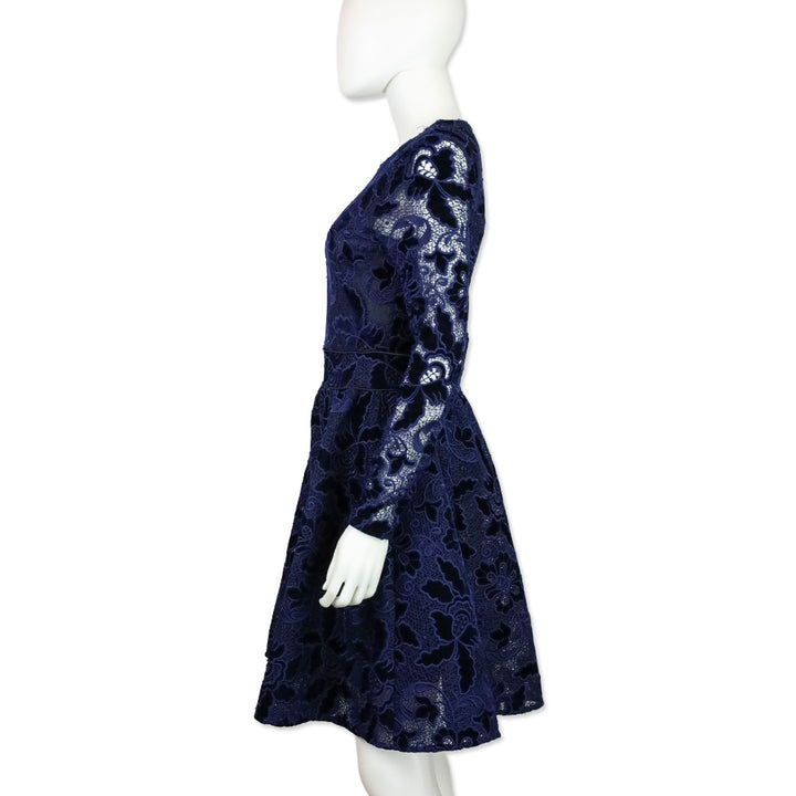 Maje Marine Blue Role Guipure Lace Fit & Flare Dress