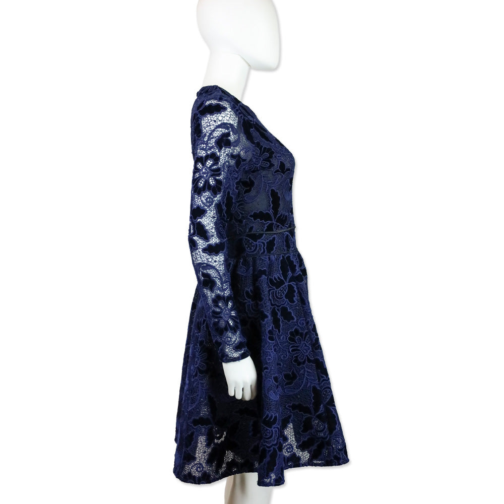 Maje Marine Blue Role Guipure Lace Fit & Flare Dress