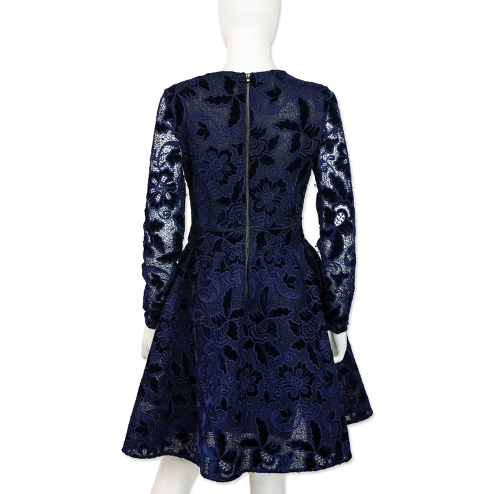 Maje Marine Blue Role Guipure Lace Fit & Flare Dress