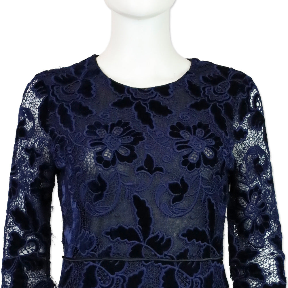 Maje Marine Blue Role Guipure Lace Fit & Flare Dress