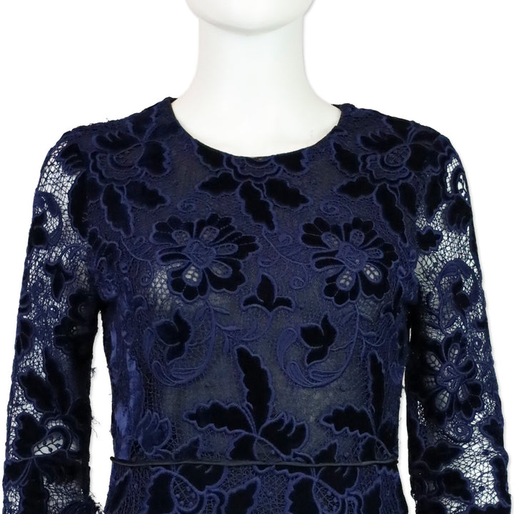 Maje Marine Blue Role Guipure Lace Fit & Flare Dress