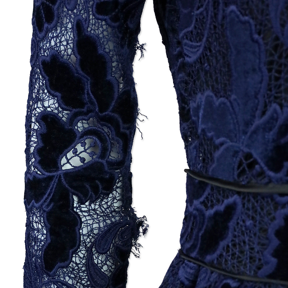 Maje Marine Blue Role Guipure Lace Fit & Flare Dress