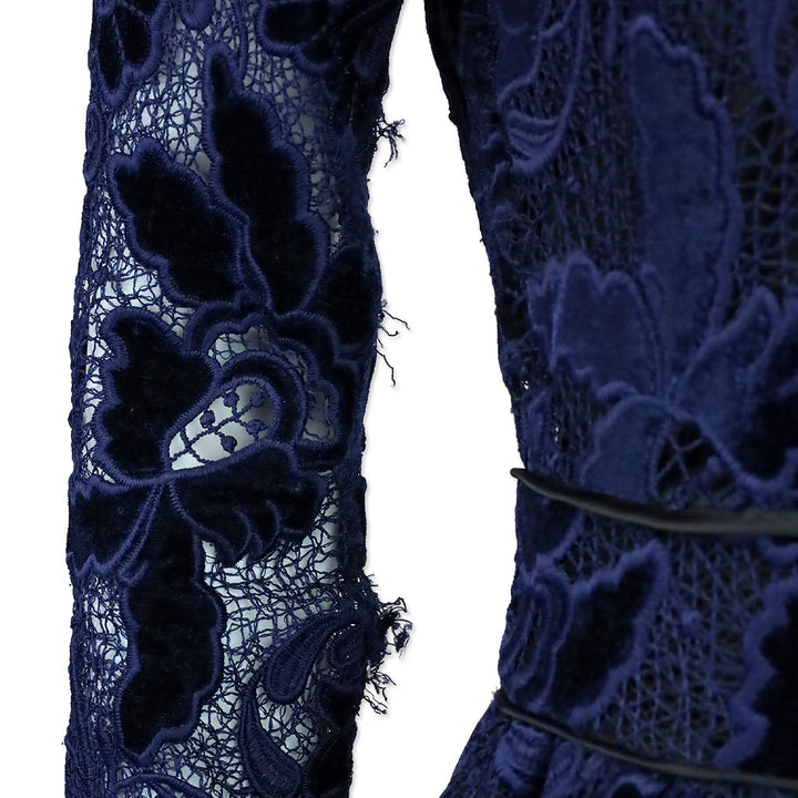 Maje Marine Blue Role Guipure Lace Fit & Flare Dress