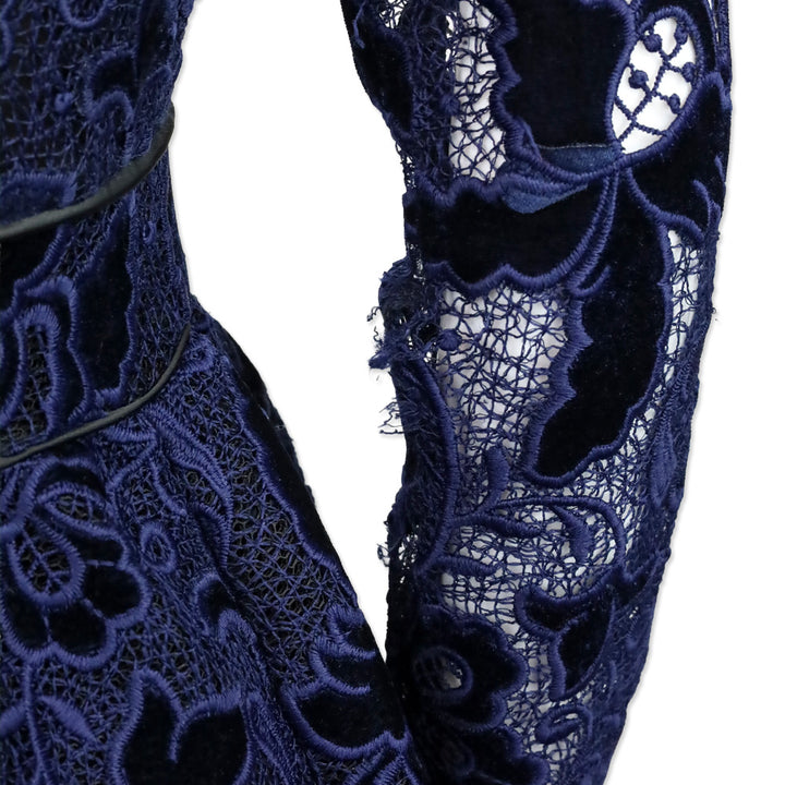 Maje Marine Blue Role Guipure Lace Fit & Flare Dress