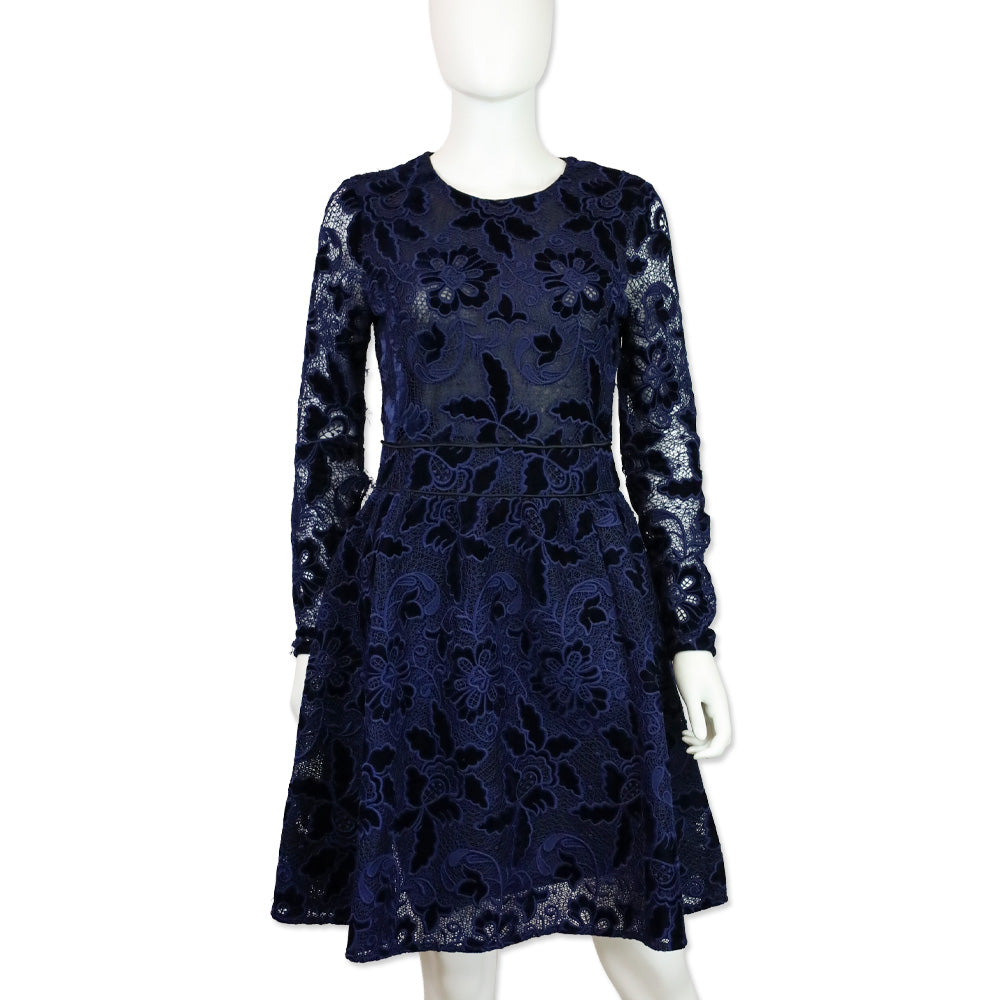 Maje Marine Blue Role Guipure Lace Fit & Flare Dress
