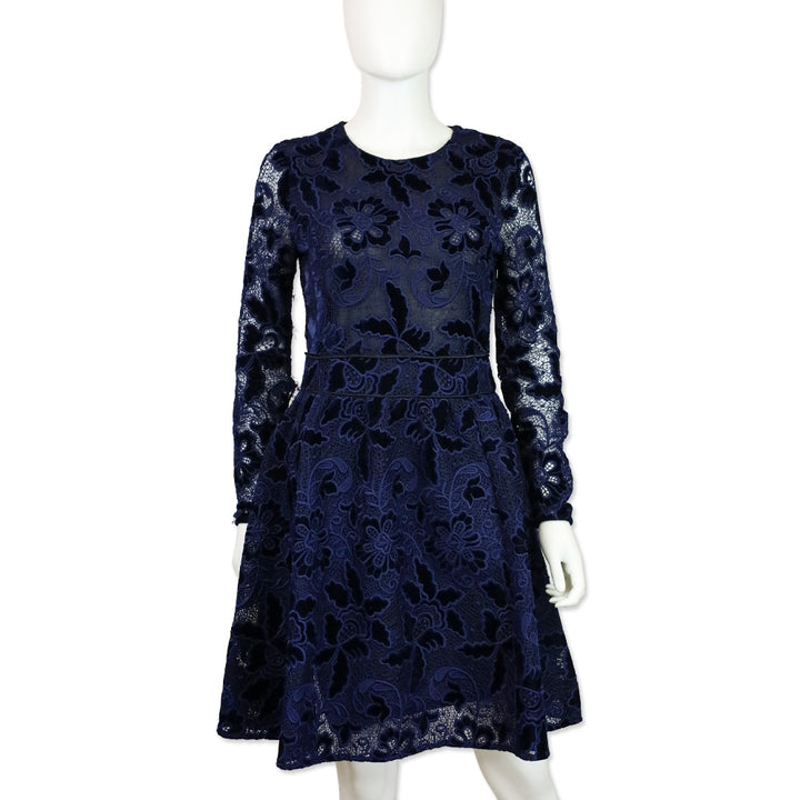 Maje Marine Blue Role Guipure Lace Fit & Flare Dress