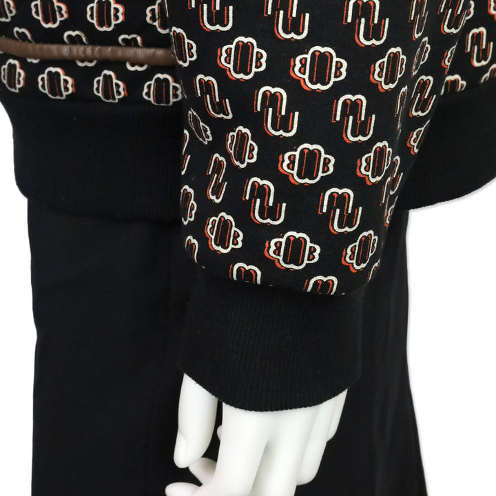Maje Noir/Gris Trame Monogram Printed Cotton-Blend Hoodie