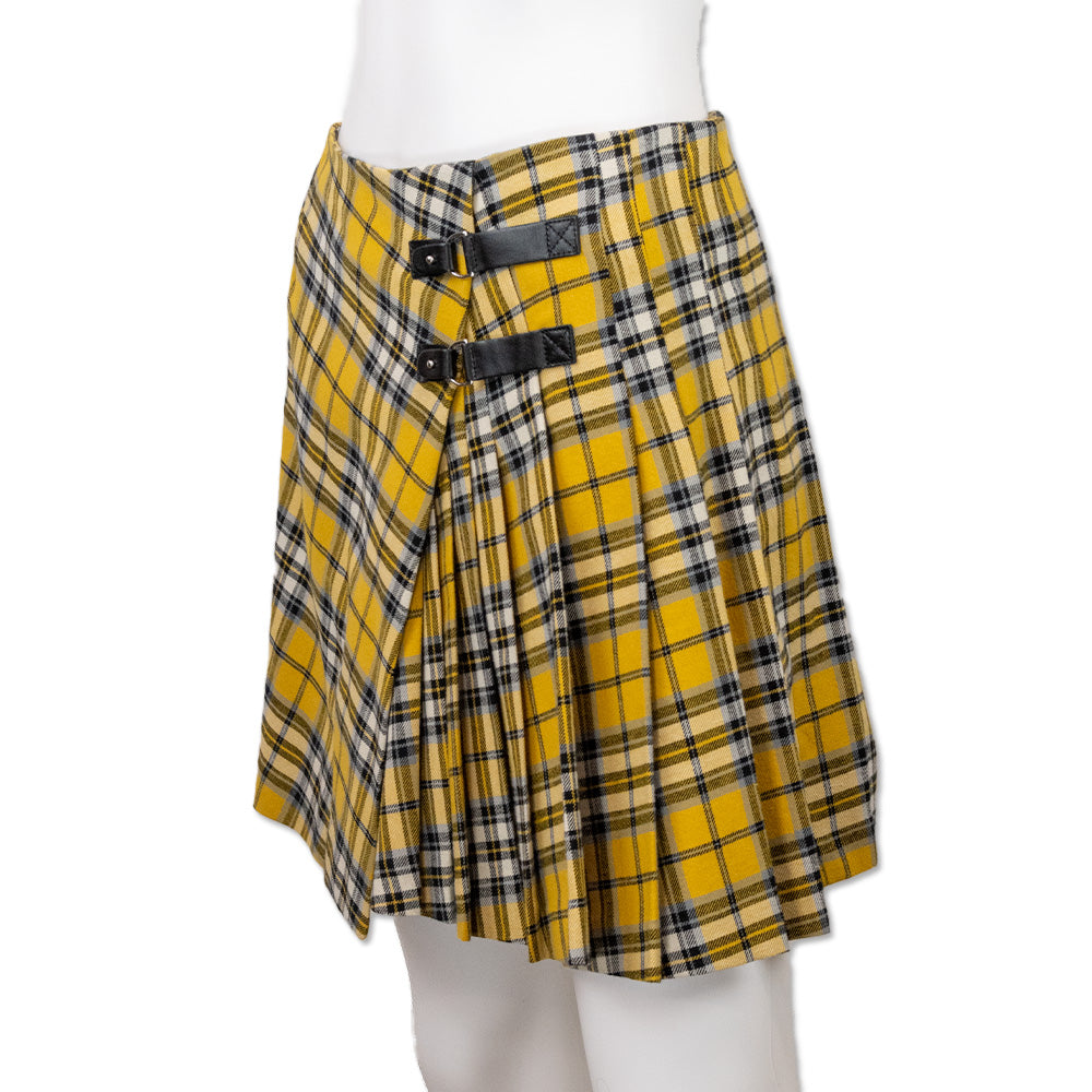 Maje Yellow Tartan Plaid Pleated Mini Skirt