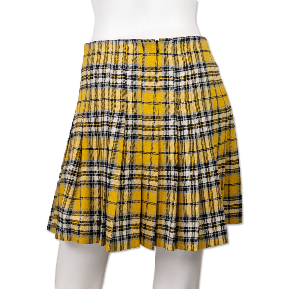 Maje Yellow Tartan Plaid Pleated Mini Skirt