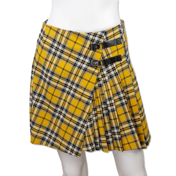 Maje Yellow Tartan Plaid Pleated Mini Skirt