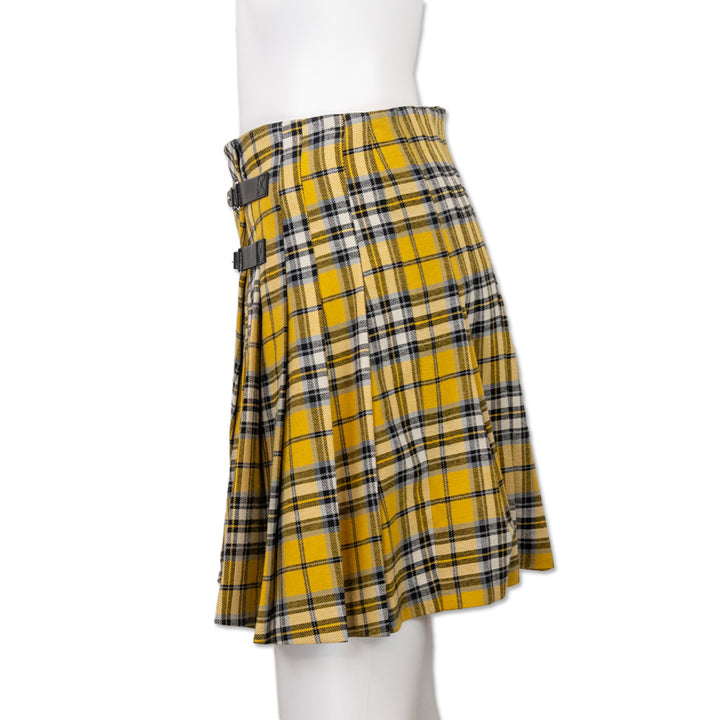 Maje Yellow Tartan Plaid Pleated Mini Skirt