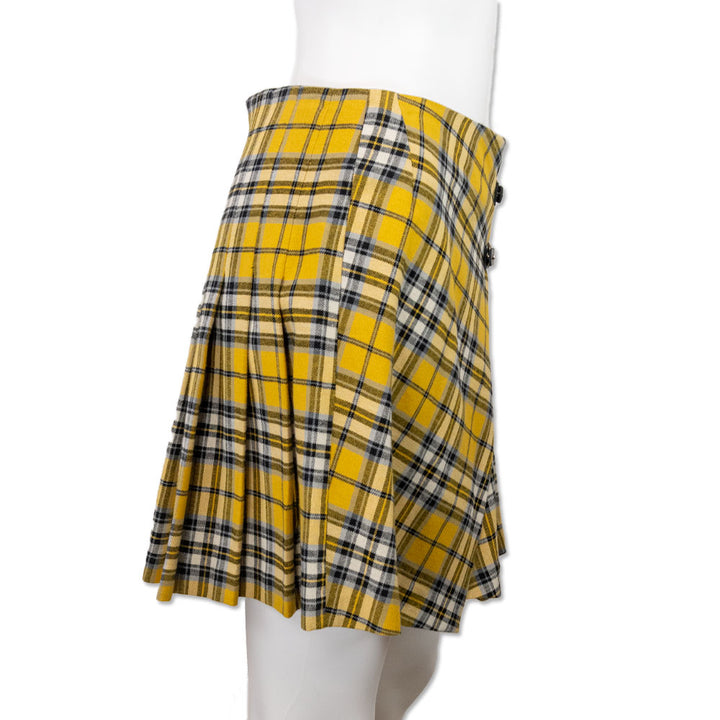 Maje Yellow Tartan Plaid Pleated Mini Skirt