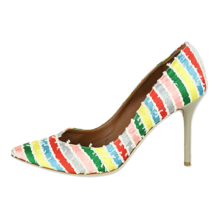 Malone Souliers Multicolor Stripes Satin Brenda Pumps