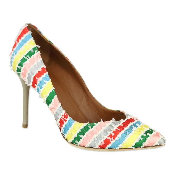 Malone Souliers Multicolor Stripes Satin Brenda Pumps
