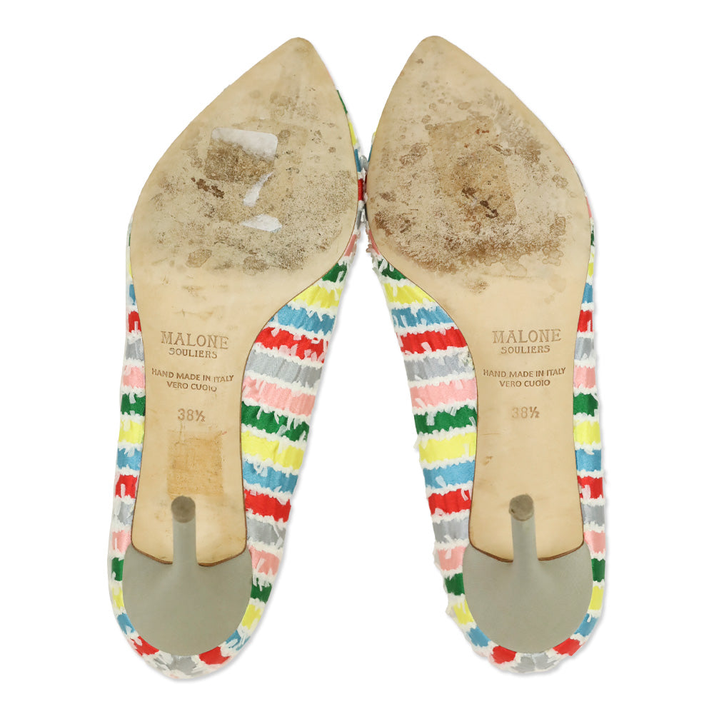 Malone Souliers Multicolor Stripes Satin Brenda Pumps
