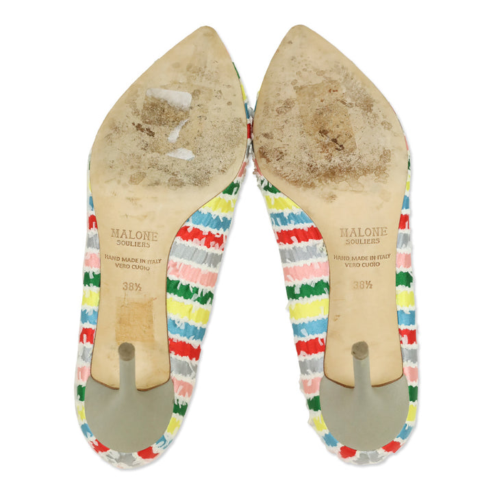 Malone Souliers Multicolor Stripes Satin Brenda Pumps