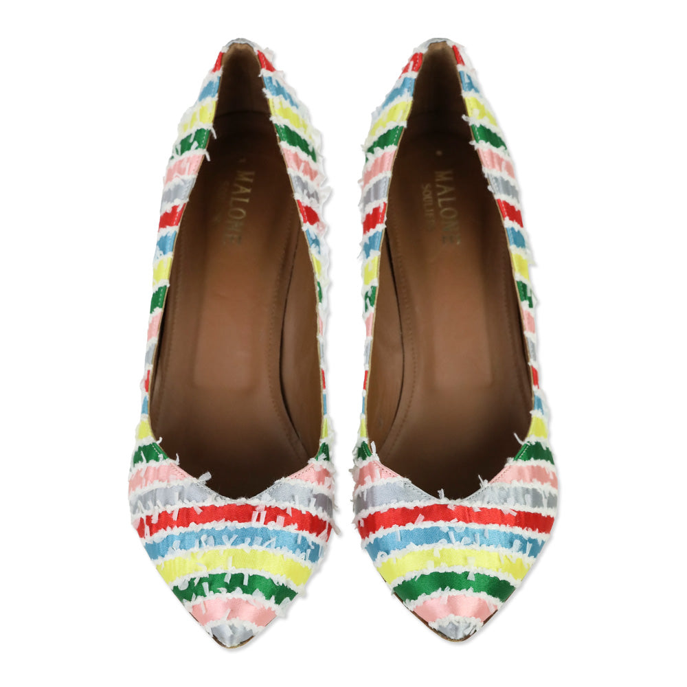 Malone Souliers Multicolor Stripes Satin Brenda Pumps