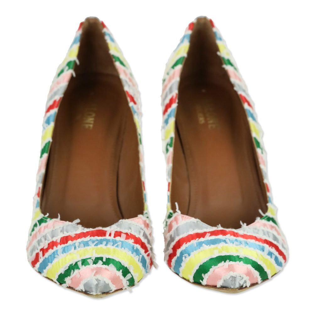 Malone Souliers Multicolor Stripes Satin Brenda Pumps