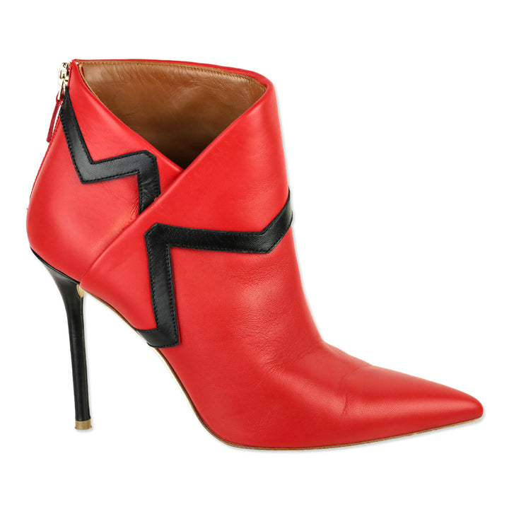 Malone Souliers X Emanuel Ungaro Amelie Cherry Red Black Nappa High Heel Ankle Boots