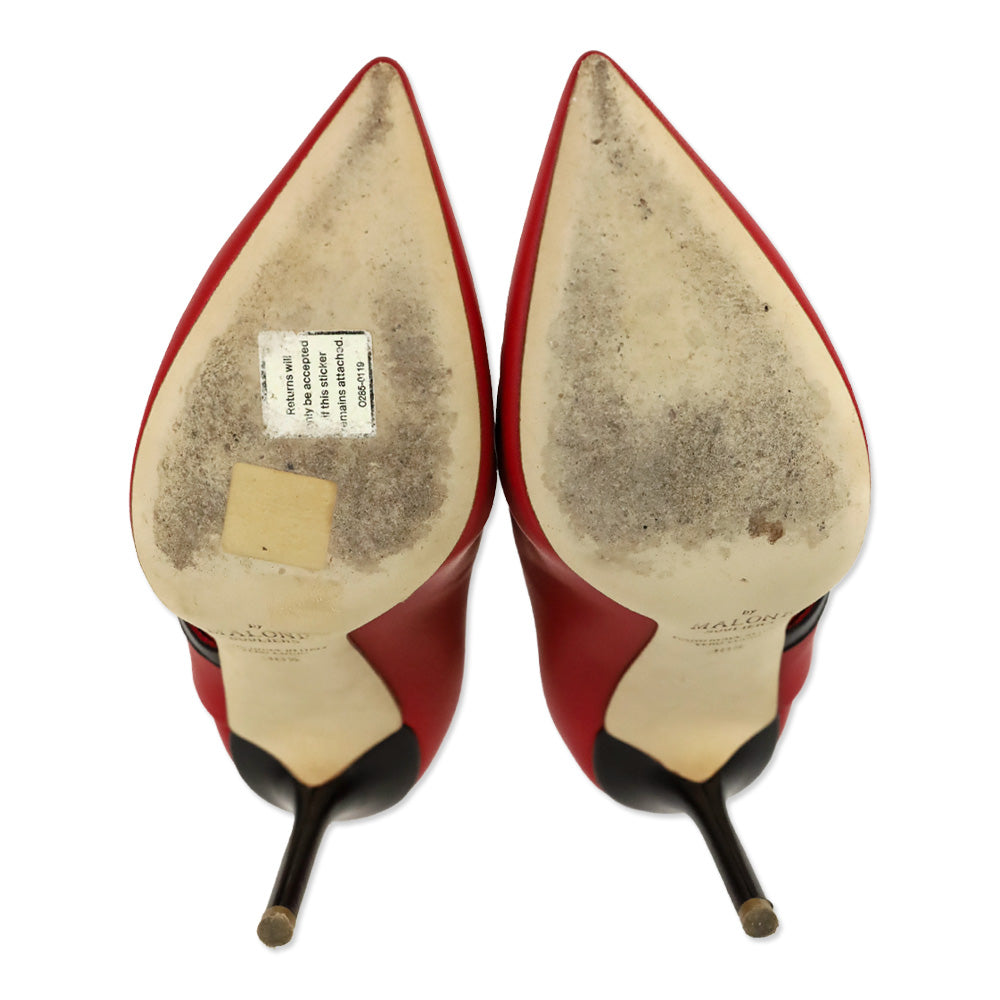 Malone Souliers X Emanuel Ungaro Amelie Cherry Red Black Nappa High Heel Ankle Boots