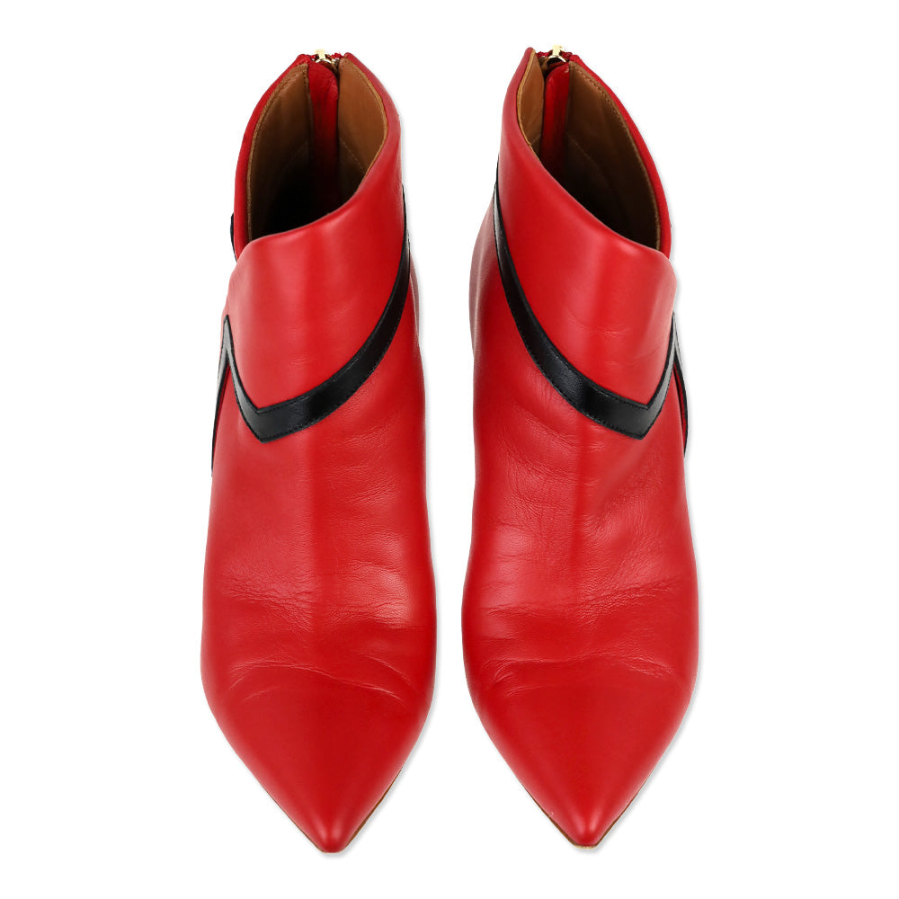 Malone Souliers X Emanuel Ungaro Amelie Cherry Red Black Nappa High Heel Ankle Boots