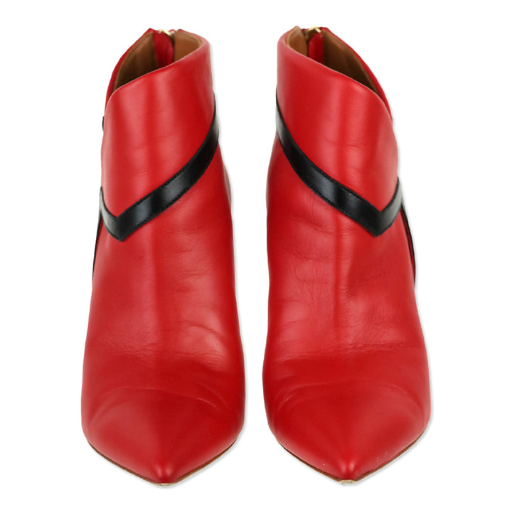 Malone Souliers X Emanuel Ungaro Amelie Cherry Red Black Nappa High Heel Ankle Boots