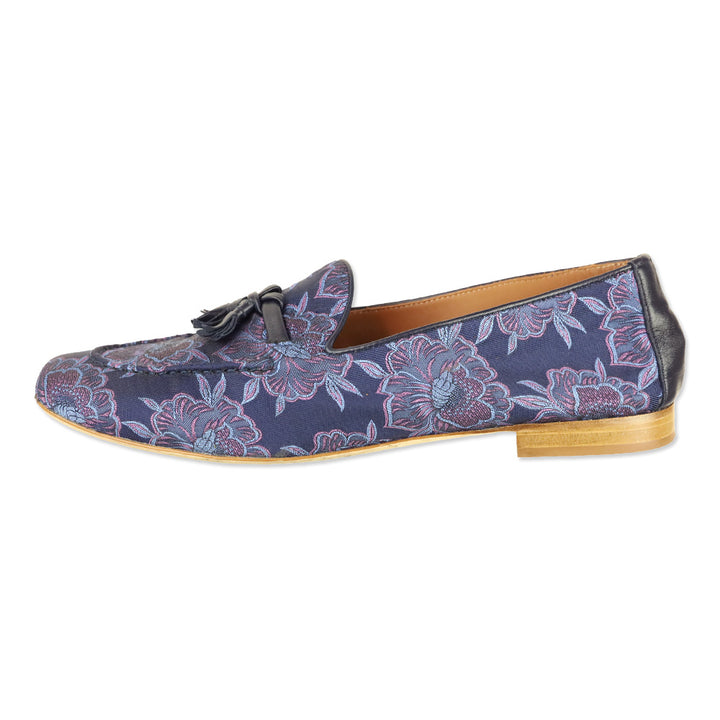 Malone Souliers x Bridgerton Navy/Midnight Jacquard Nappa Alberto Loafer