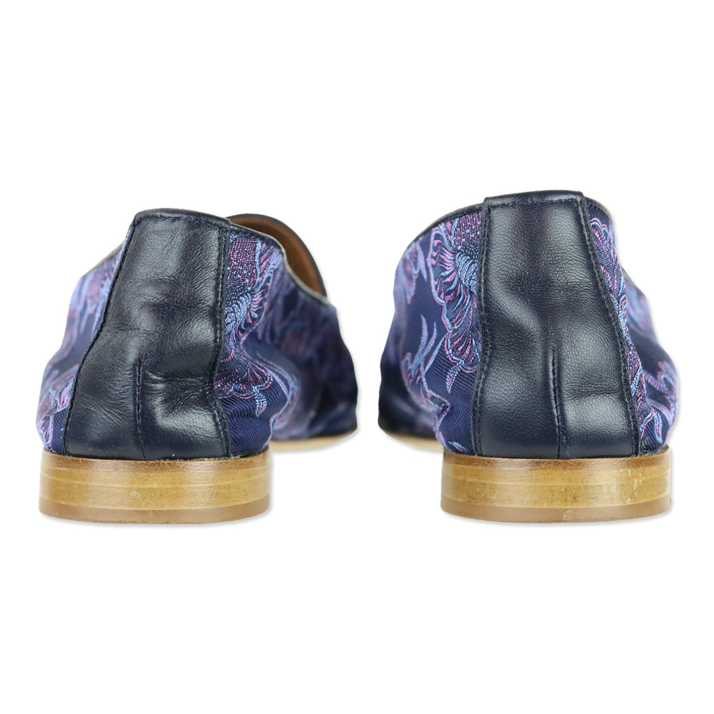 Malone Souliers x Bridgerton Navy/Midnight Jacquard Nappa Alberto Loafer