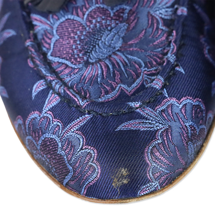 Malone Souliers x Bridgerton Navy/Midnight Jacquard Nappa Alberto Loafer