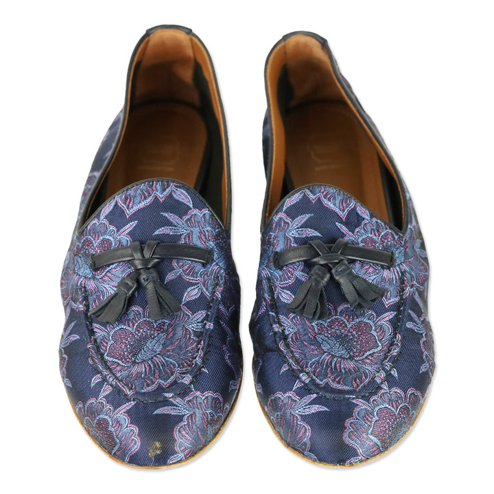 Malone Souliers x Bridgerton Navy/Midnight Jacquard Nappa Alberto Loafer
